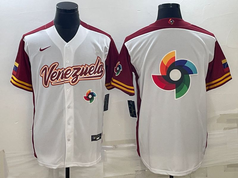 Men 2023 World Cub Venezuela Blank White Nike MLB Jersey3